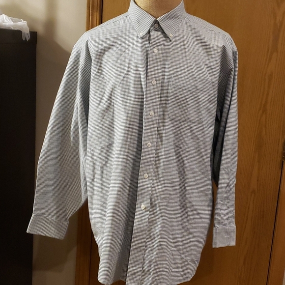 L.L.Bean green white blue checked heavy shirt - Picture 2 of 5
